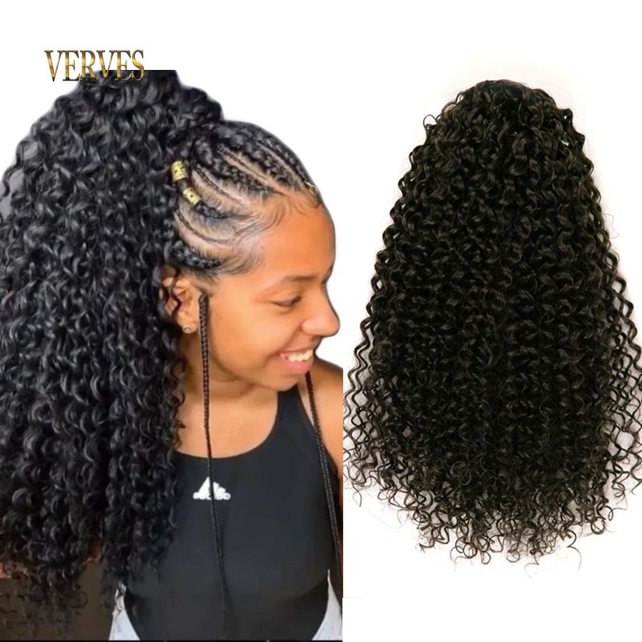 Drawstring Afro Curly Puff Ponytail - VERVES-coleta sintética con cordón, cola de
