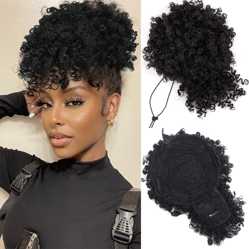 Drawstring Afro Curly Puff Ponytail - Extensión de cola de caballo Afro