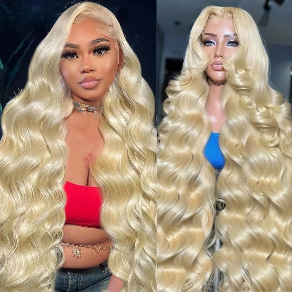 613 Blonde Body Wave Lace Front Wig - Pelucas Rubias 613 de 26 y