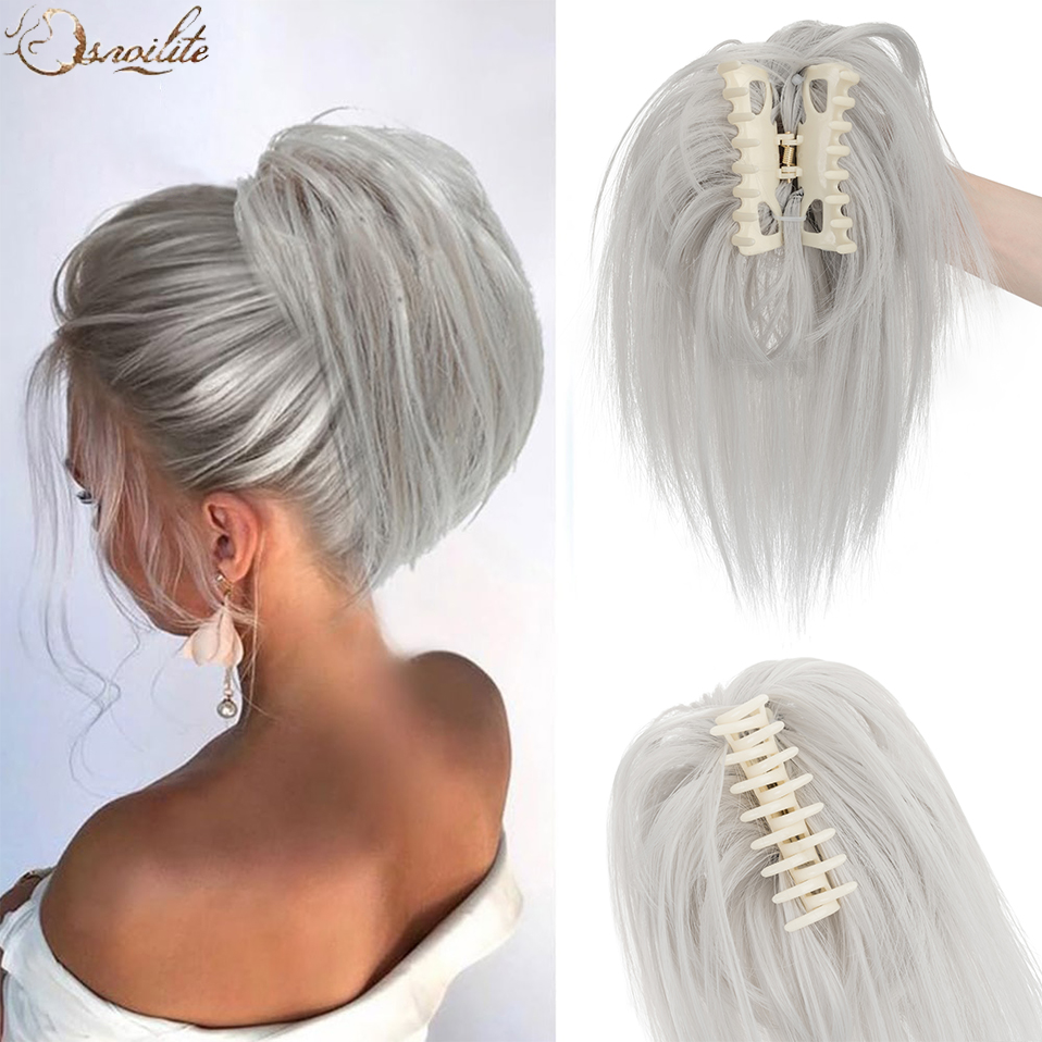 Claw Clip Messy Bun Hair Piece - Snoilite-Clip de garra recta sintética, moño