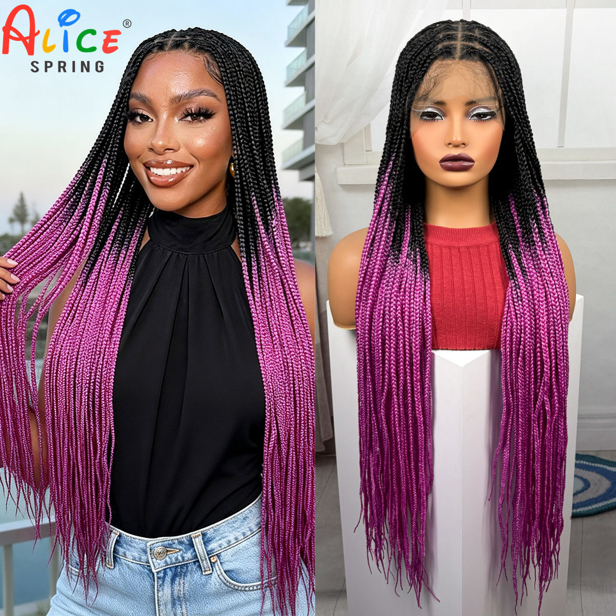 Synthetic Braided Wigs For Black Women - Pelucas de Cabello Sintético con Trenzas