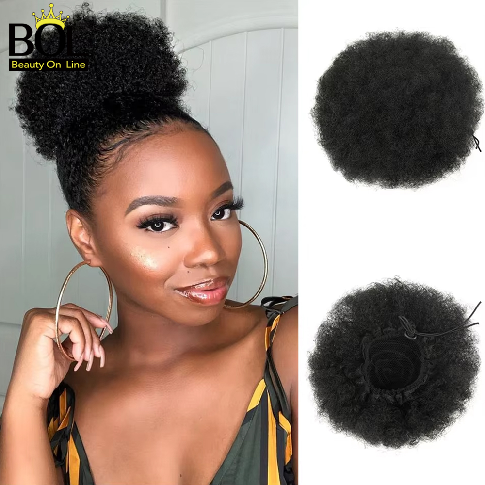 Drawstring Afro Curly Puff Ponytail - Extensión de Cola de Caballo Afro
