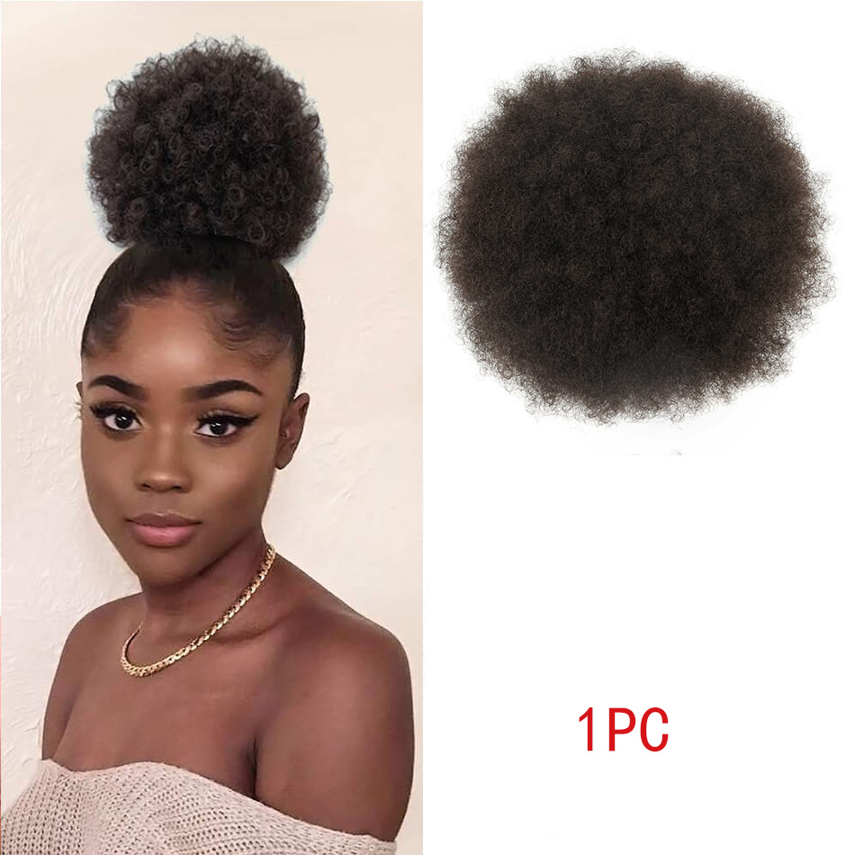 Drawstring Afro Curly Puff Ponytail - Extensiones de cabello Afro Puff con