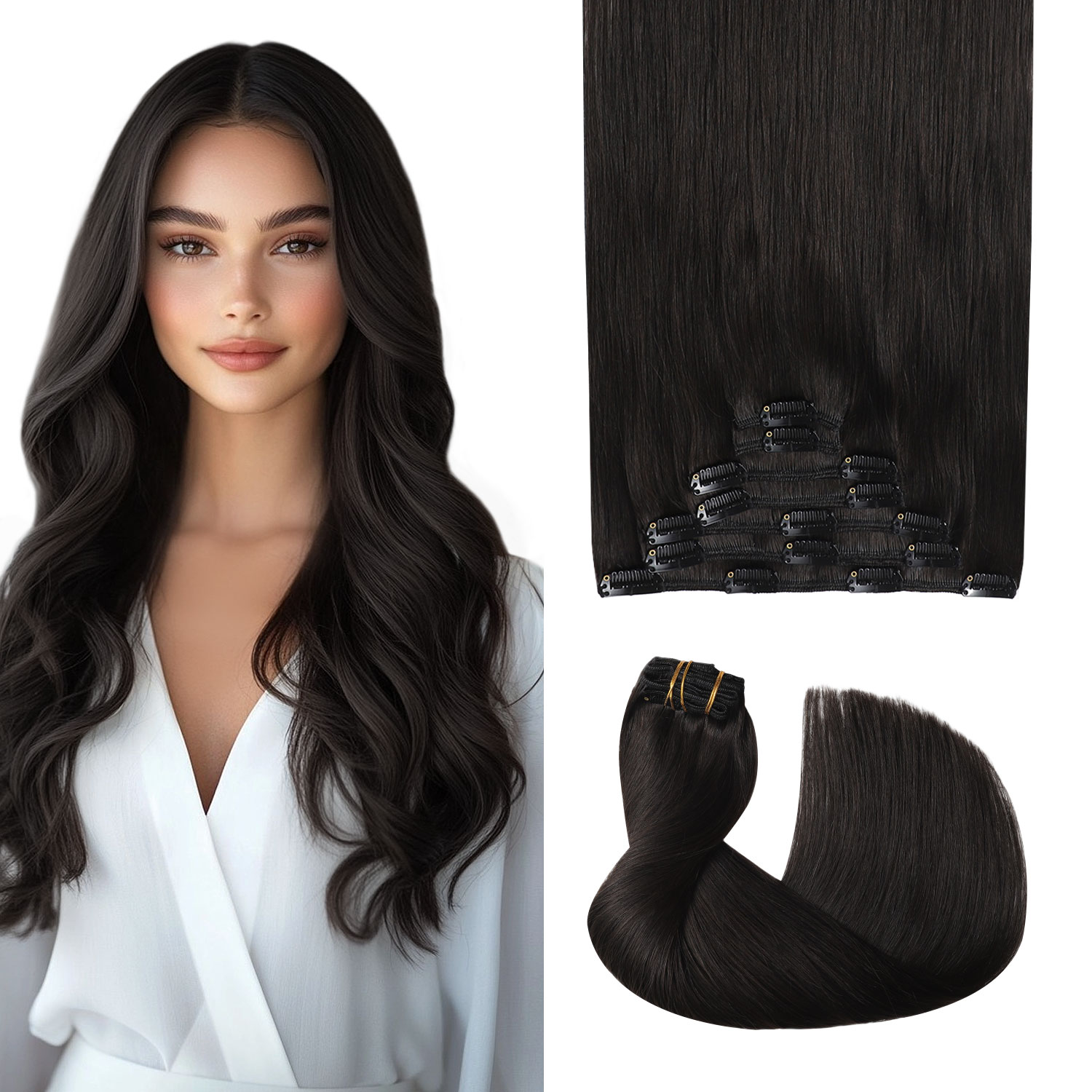 Seamless Clip In Hair Extensions Human Hair - Extensiones de Cabello con Clip Sweetmet
