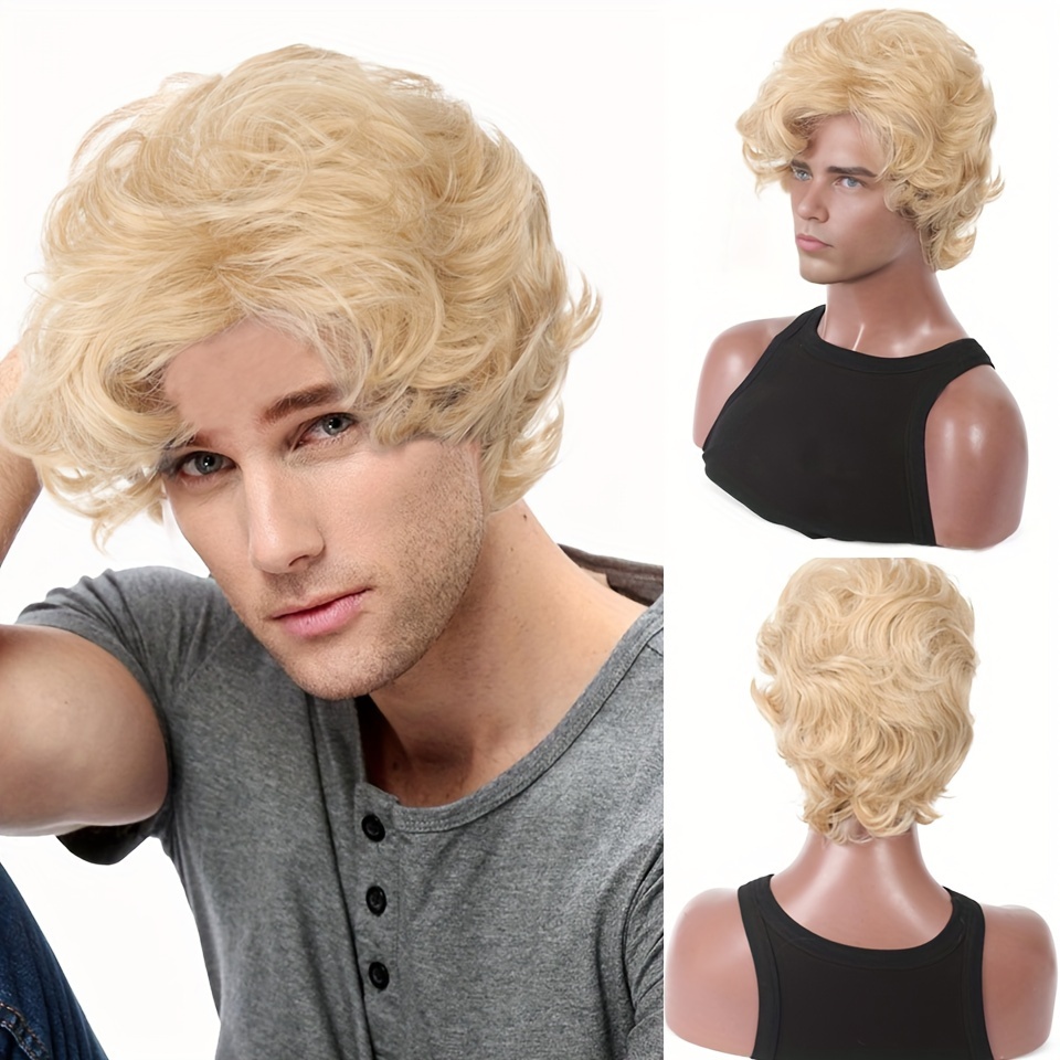 Synthetic Wigs - Peluca rubia para hombre, peluca sintética