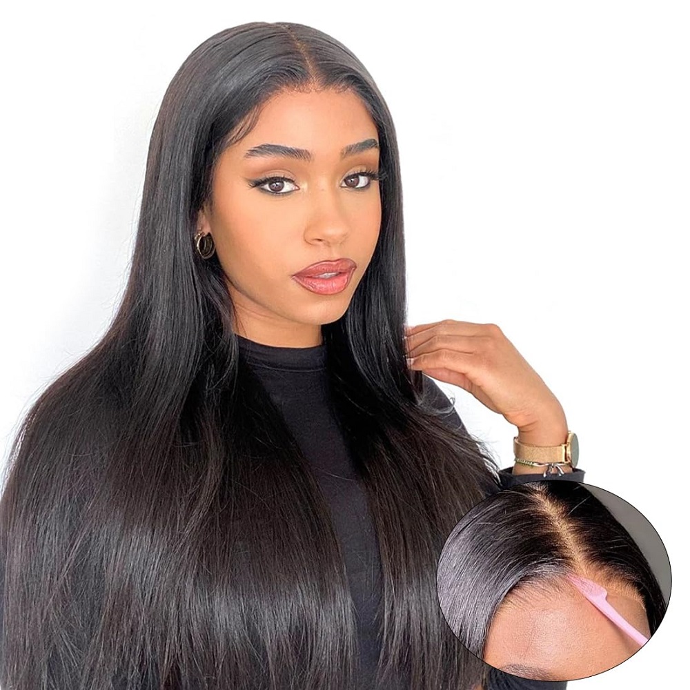 Glueless Wear And Go Human Hair Wig - Pelucas de encaje recto 7x5 de