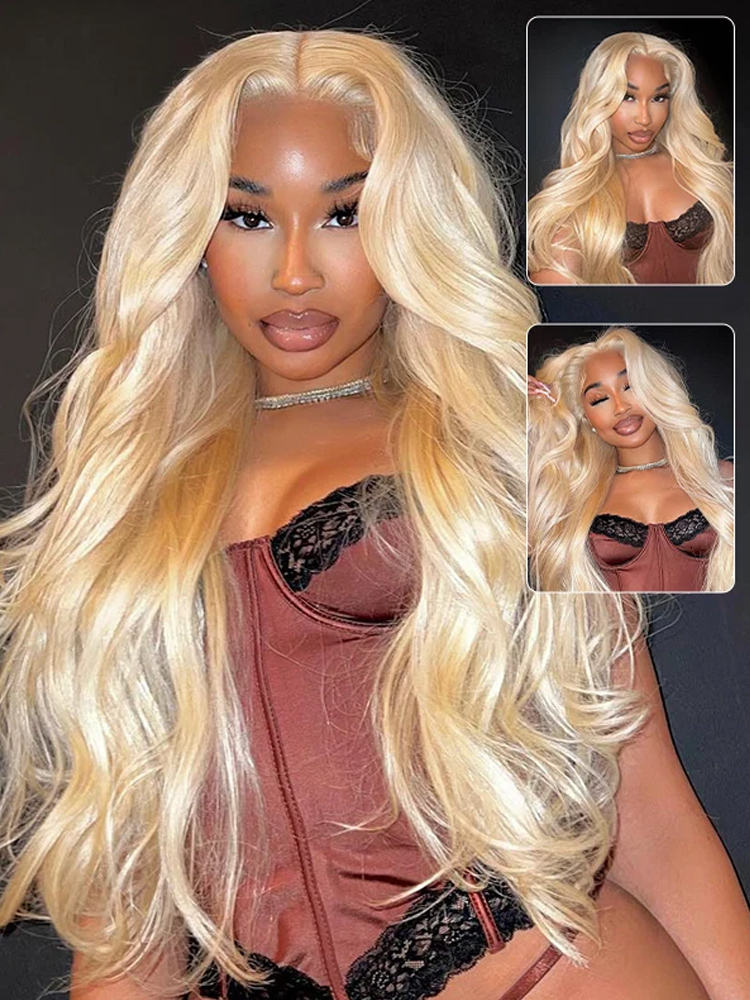 613 Blonde Body Wave Lace Front Wig - Pelucas de Cabello Humano Color Rubio