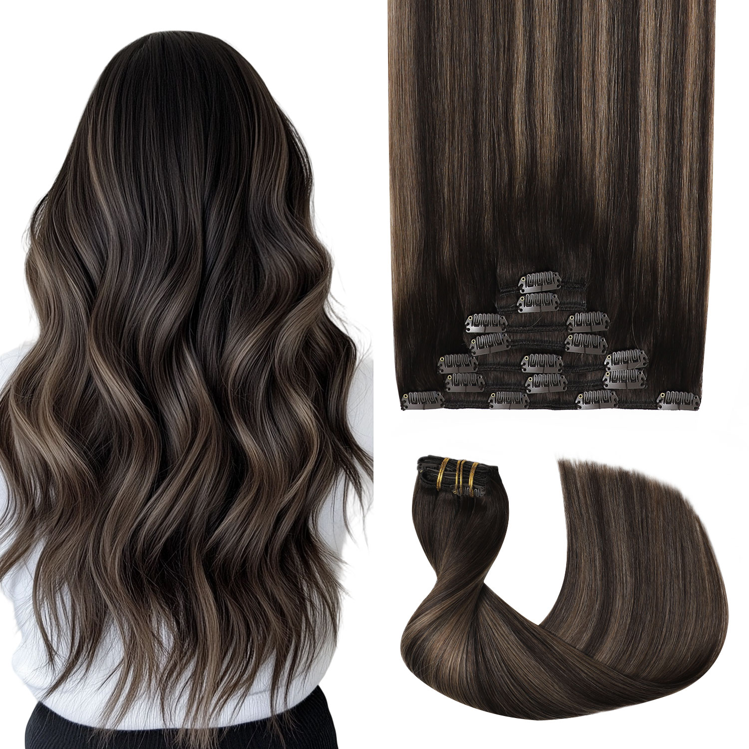 Seamless Clip In Hair Extensions Human Hair - Extensiones de Cabello con Clip Sweetmet
