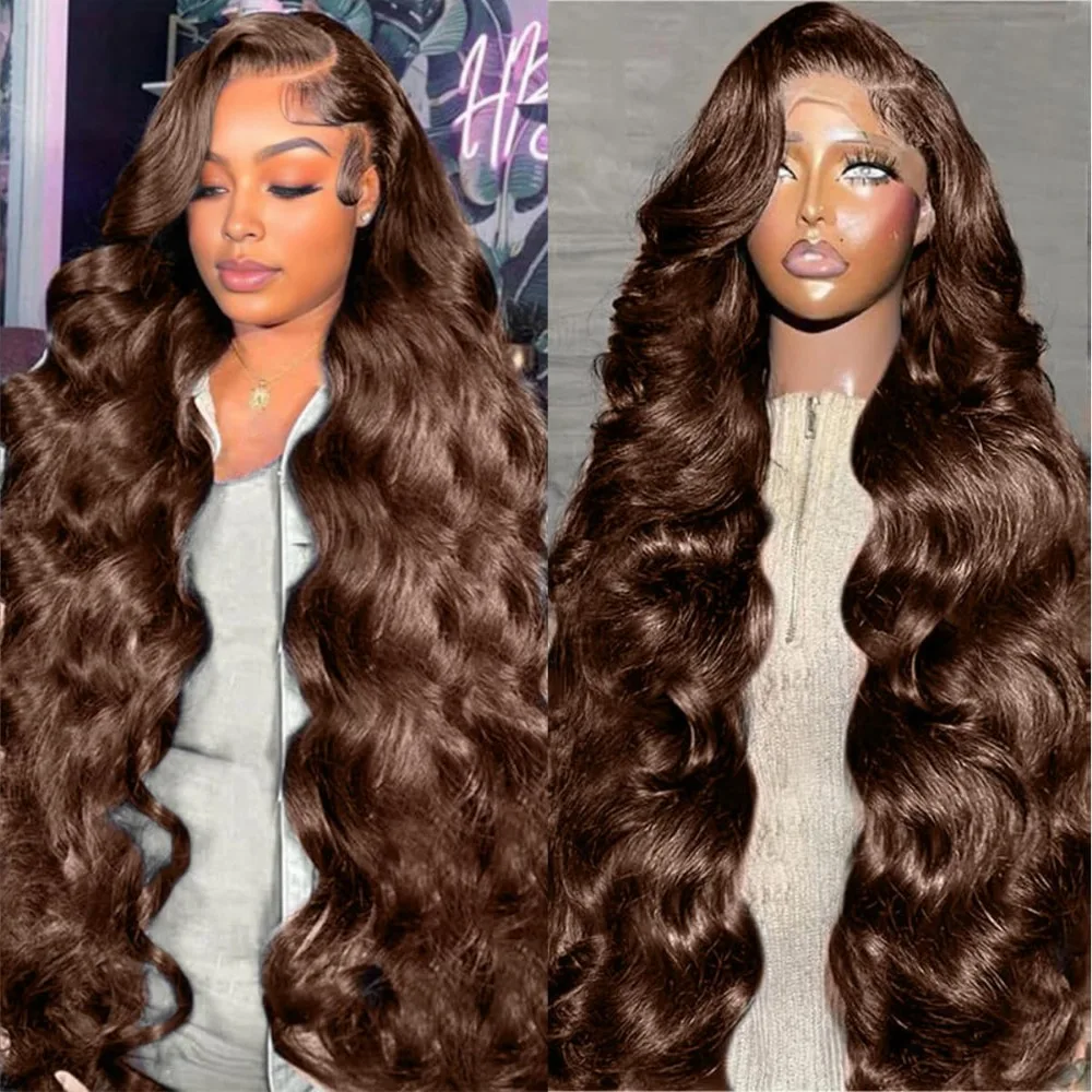 Hd Lace Frontal Wig Human Hair Pre Plucked - Chocolate # Peluca de Cabello Humano