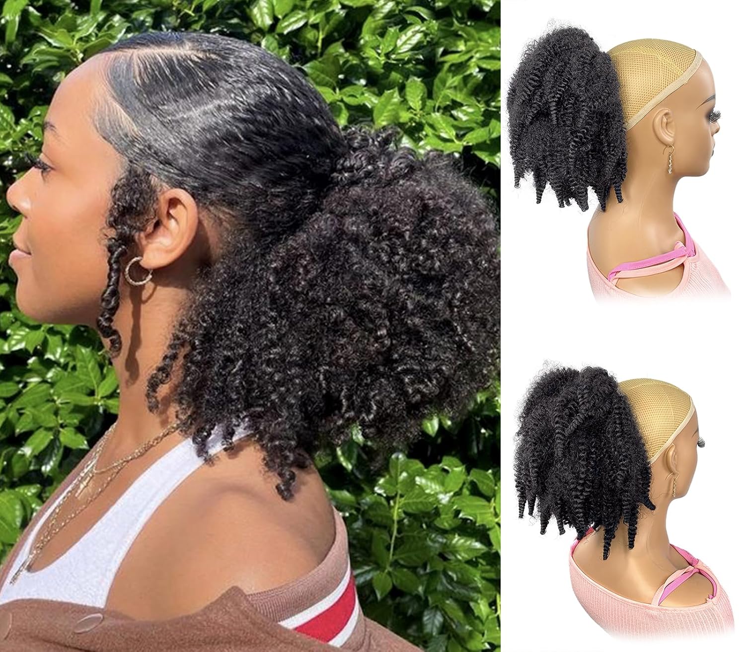 Drawstring Afro Curly Puff Ponytail - Cola de Caballo Sintética Afro Rizada