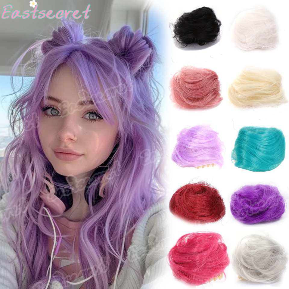 Claw Clip Messy Bun Hair Piece - Moños sintéticos rizados para mujer EAST,