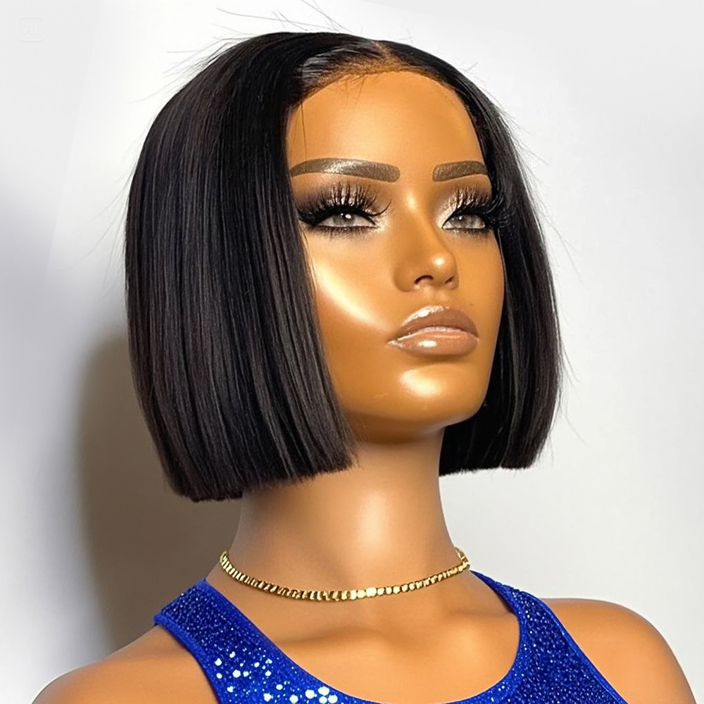 Glueless Wear And Go Human Hair Wig - Peluca Bob Corta Lisa de 250%