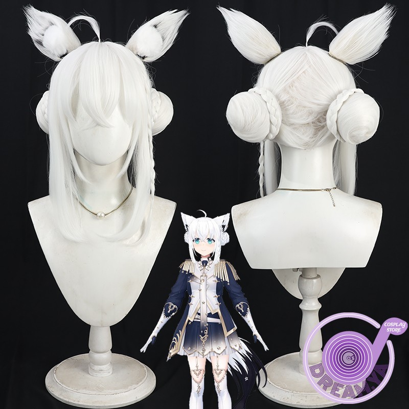 Synthetic Wigs - Peluca de Cosplay Shirakami Fubuki Vtuber,