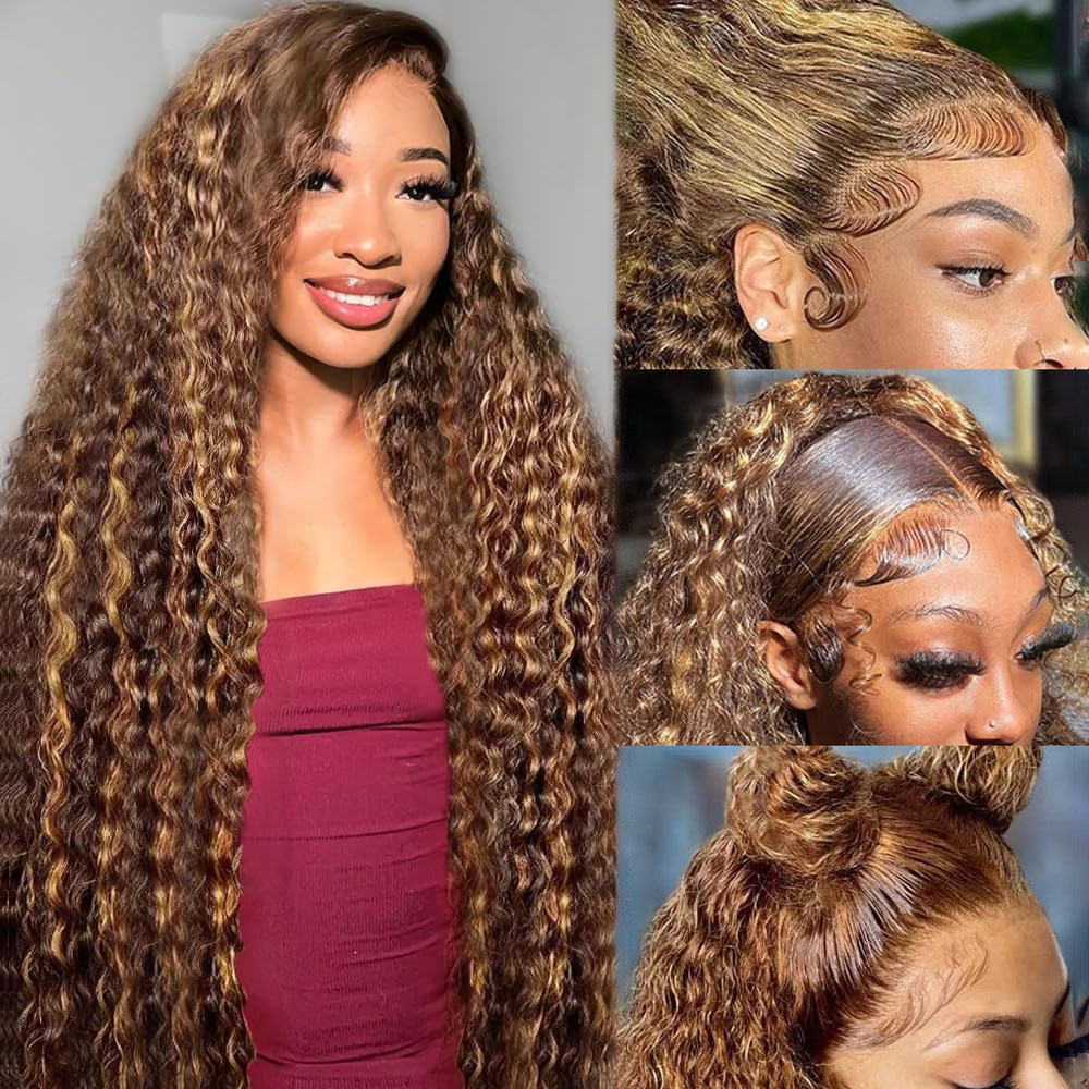 Lace Front Wigs - 36 pulgadas de onda profunda P4/27