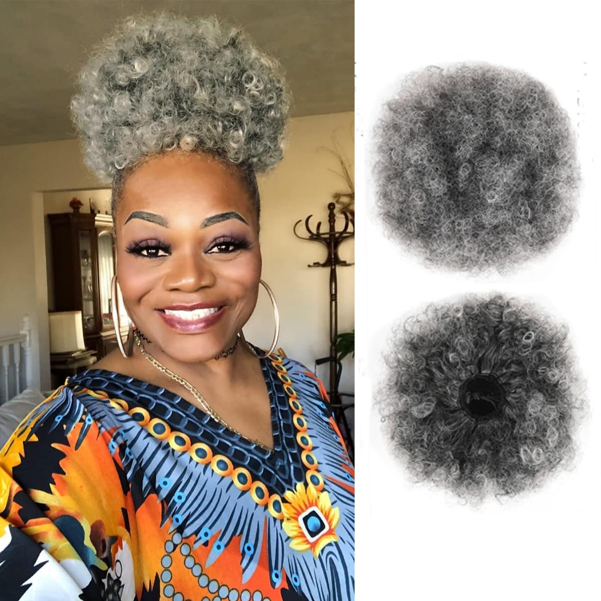 Drawstring Afro Curly Puff Ponytail - Cola de Caballo Afro con Cordón