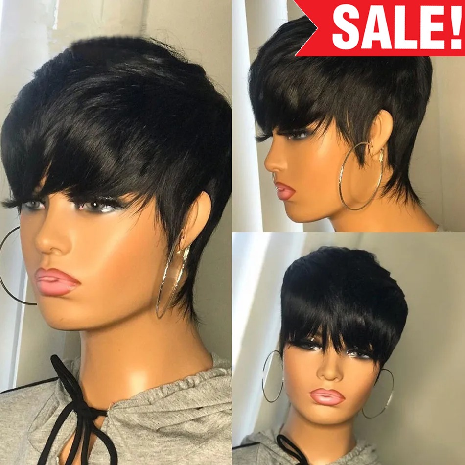 Short Pixie Cut Wig Human Hair Cheap - Pelucas cortas de cabello humano corte