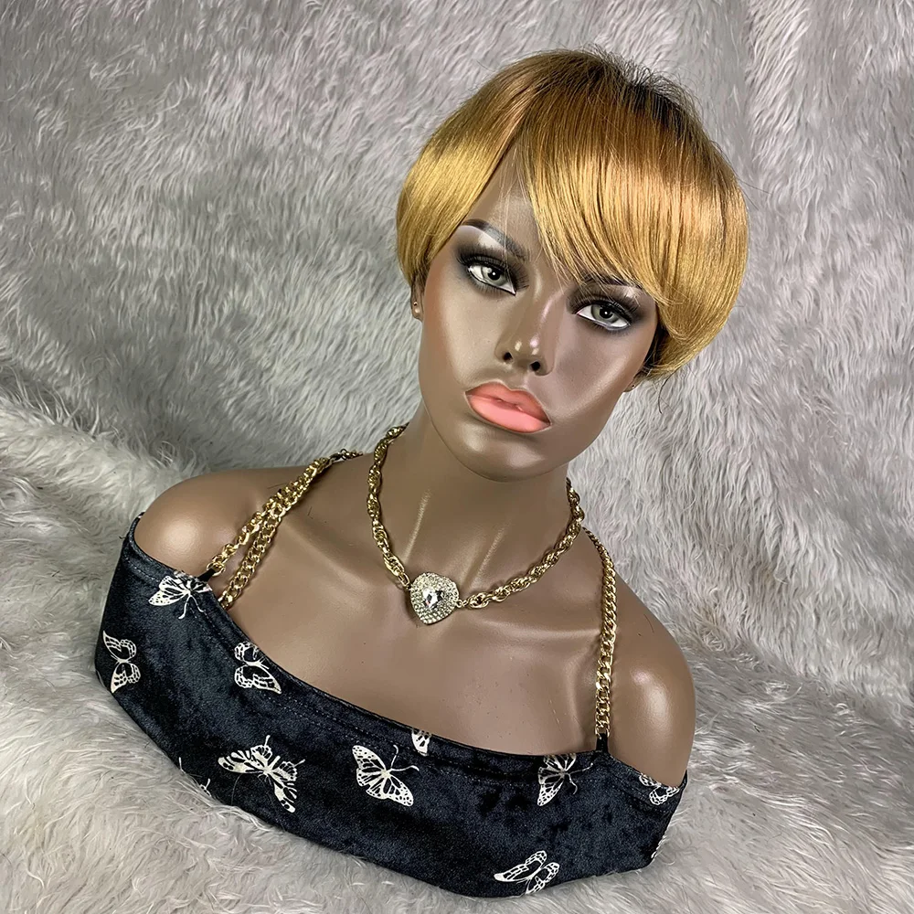 Short Pixie Cut Wig Human Hair Cheap - Peluca de cabello Remy corto de