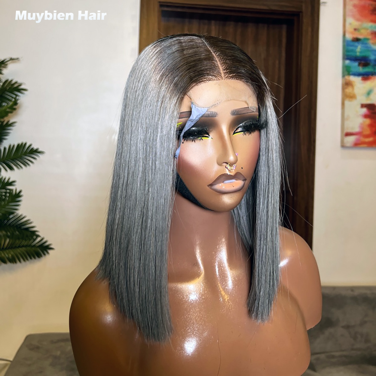 Glueless Wear And Go Human Hair Wig - Peluca Bob de Cabello Humano Gris