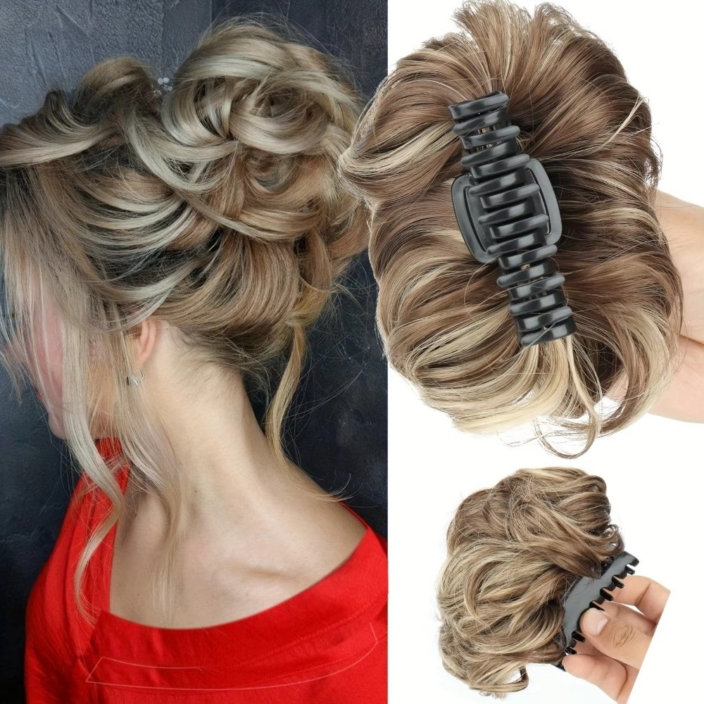 Claw Clip Messy Bun Hair Piece - Pinza para moño despeinado, postizo sintético