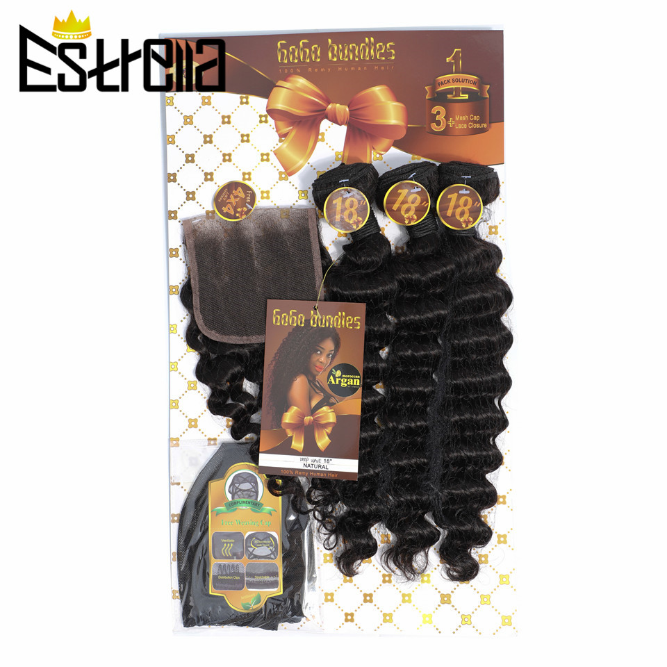 Mechones de cabello humano per - Deep Wave 3 Bundles With Closure reseña y precio
