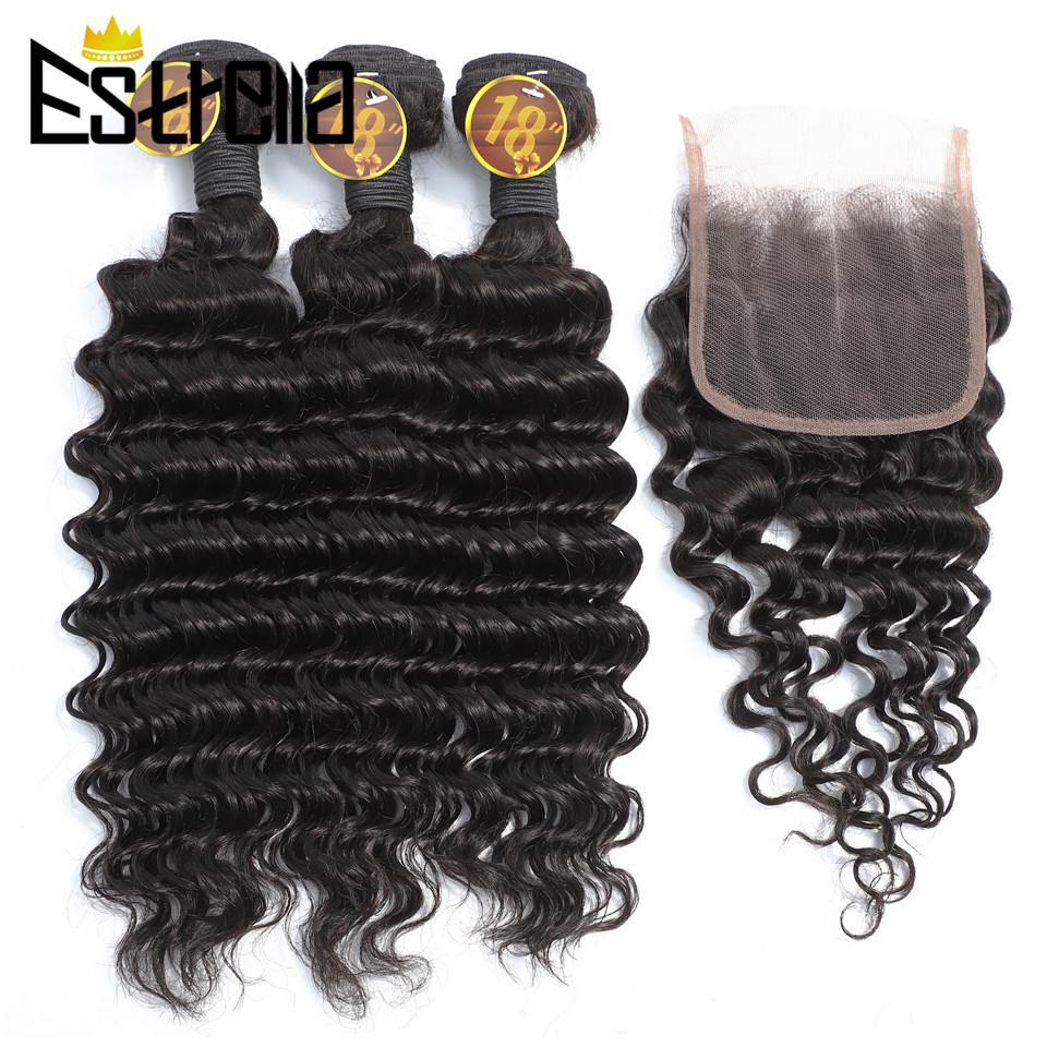 Mechones de cabello humano per - Deep Wave 3 Bundles With Closure reseña y precio