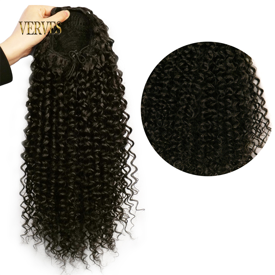 VERVES-coleta sintética con co - Drawstring Afro Curly Puff Ponytail reseña y precio
