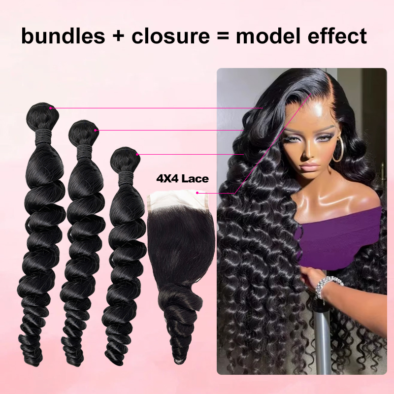 Paquetes de cabello humano vir - Deep Wave 3 Bundles With Closure reseña y precio