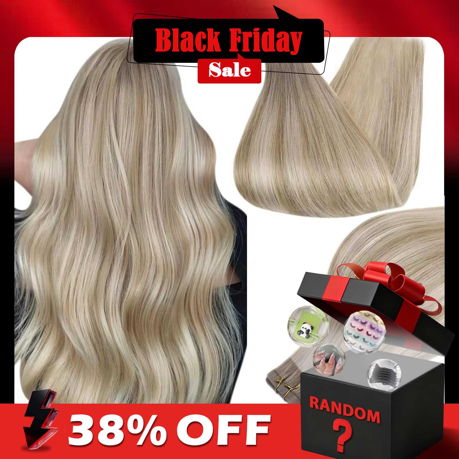 Cinta de brillo completo en ex - Invisible Tape In Extensions Real Hair reseña y precio
