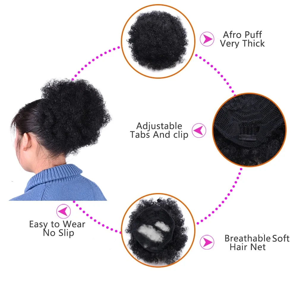 Extensión de cola de caballo A - Drawstring Afro Curly Puff Ponytail reseña y precio