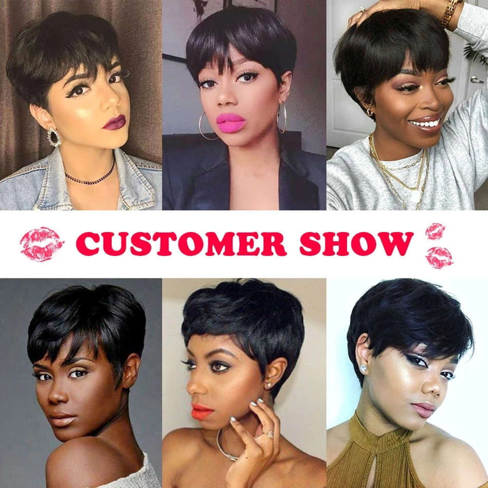 Peluca corta estilo pixie, cab - Short Pixie Cut Wig Human Hair Cheap reseña y precio