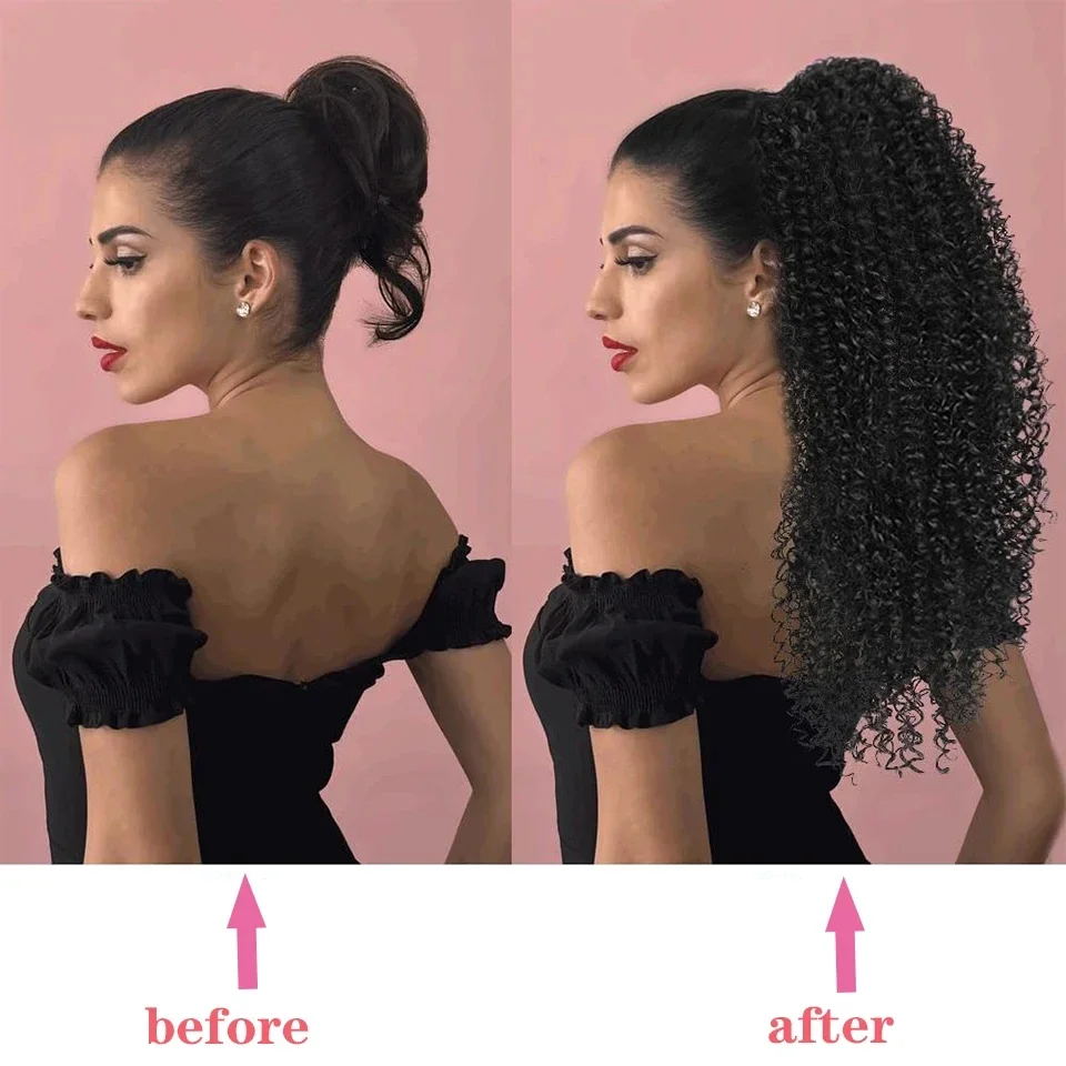Extensión de cola de caballo c - Drawstring Afro Curly Puff Ponytail reseña y precio