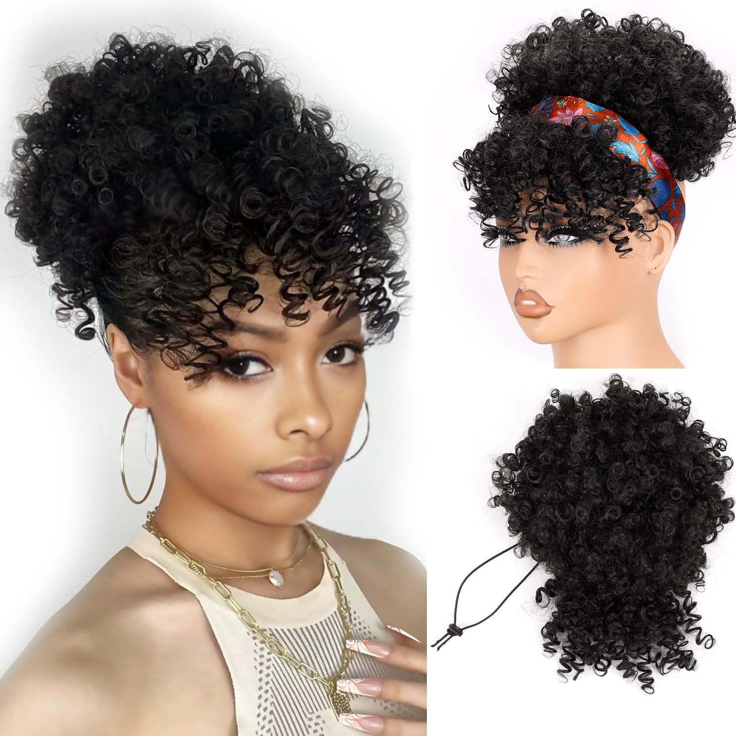 Cola de Caballo Corta con Fleq - Drawstring Afro Curly Puff Ponytail reseña y precio