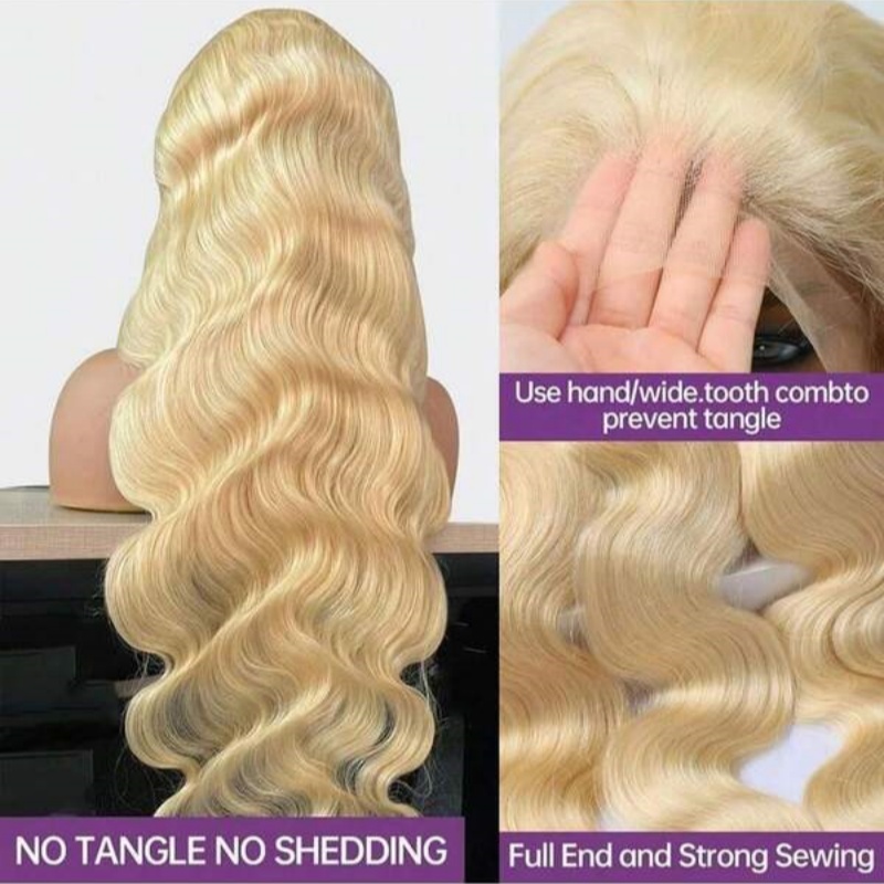 Peluca de cabello humano Rubio - 613 Blonde Body Wave Lace Front Wig reseña y precio