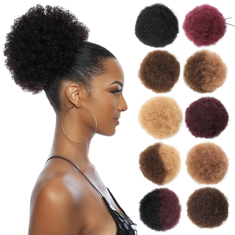 100% cabello humano 8 pulgadas - Drawstring Afro Curly Puff Ponytail reseña y precio