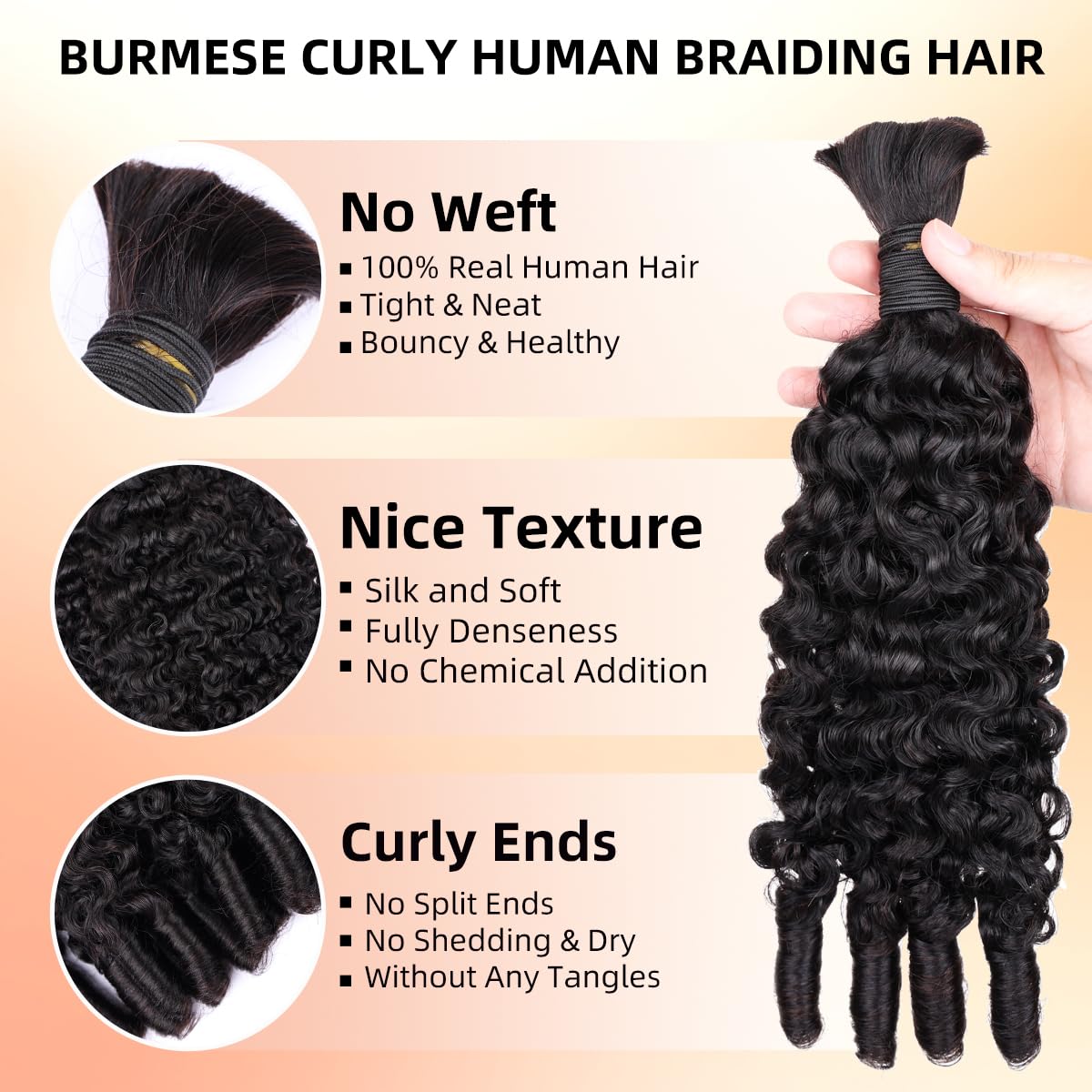 Cabello Humano 15A para Trenza - Water Wave Bulk Human Hair For Braiding reseña y precio