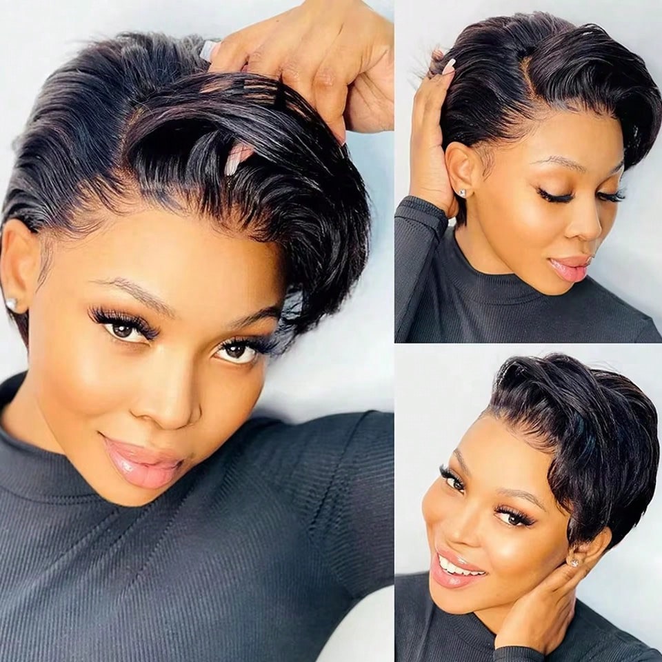 Peluca corta barata al por may - Short Pixie Cut Wig Human Hair Cheap reseña y precio