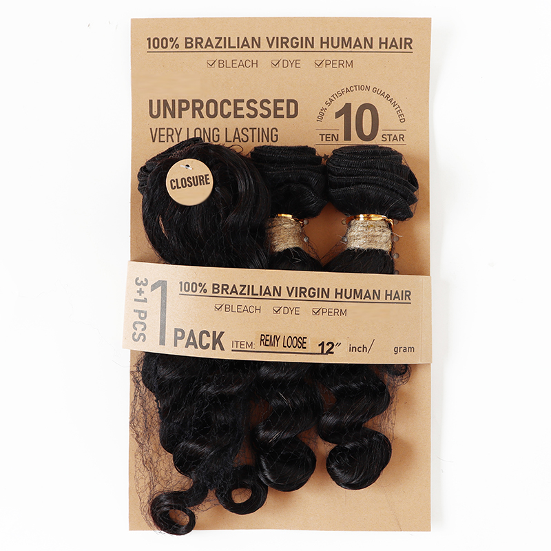 Extensiones de Cabello Humano  - Deep Wave 3 Bundles With Closure reseña y precio