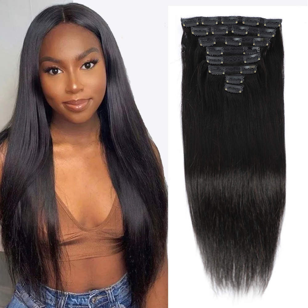 Clip recto natural en extensio - Seamless Clip In Hair Extensions Human Hair reseña y precio