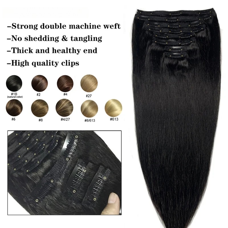 Clip recto natural en extensio - Seamless Clip In Hair Extensions Human Hair reseña y precio