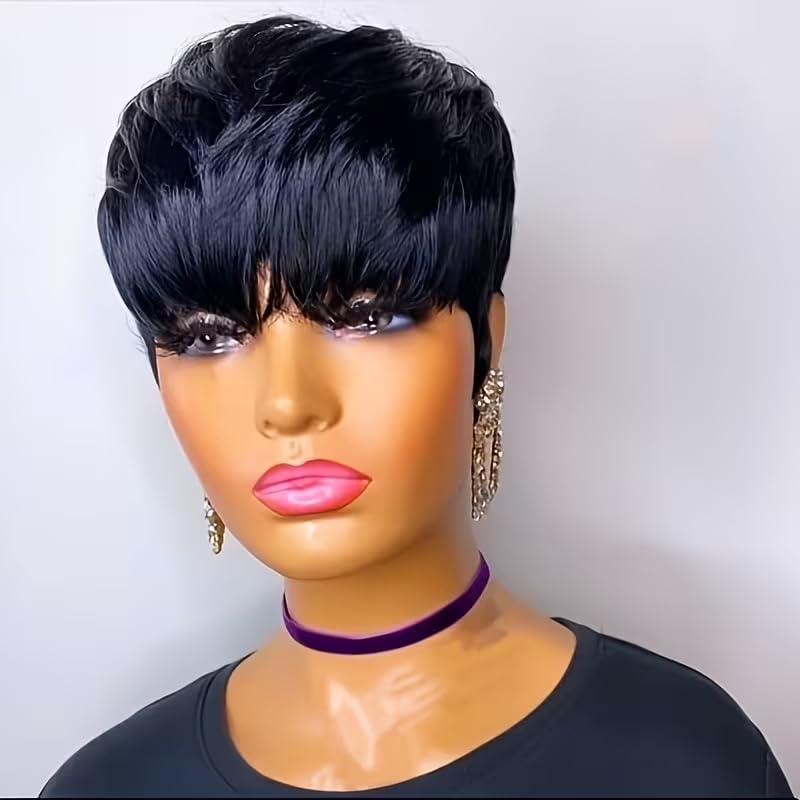 Pelucas de cabello humano cort - Short Pixie Cut Wig Human Hair Cheap reseña y precio