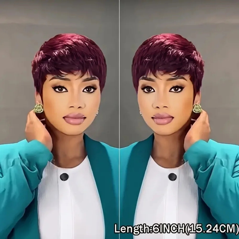 Pelucas de cabello humano liso - Short Pixie Cut Wig Human Hair Cheap reseña y precio