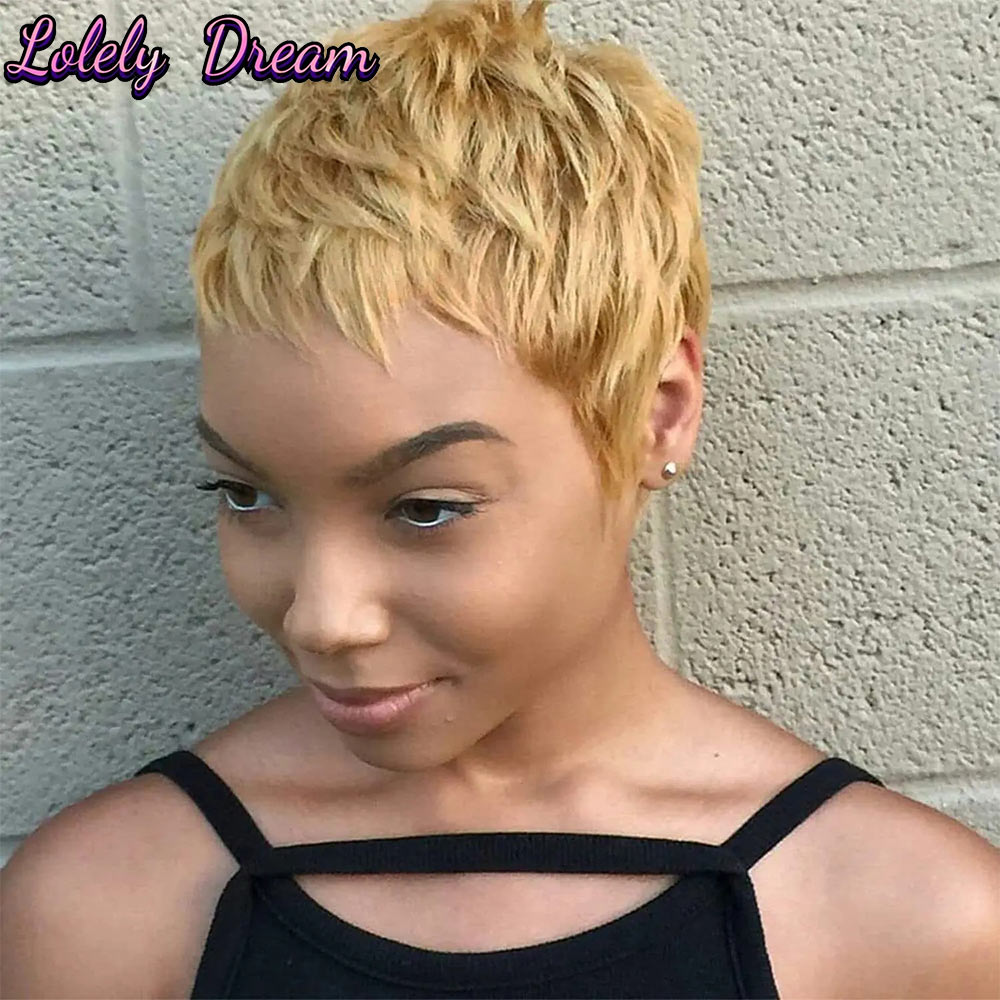 Pelucas de cabello humano liso - Short Pixie Cut Wig Human Hair Cheap reseña y precio