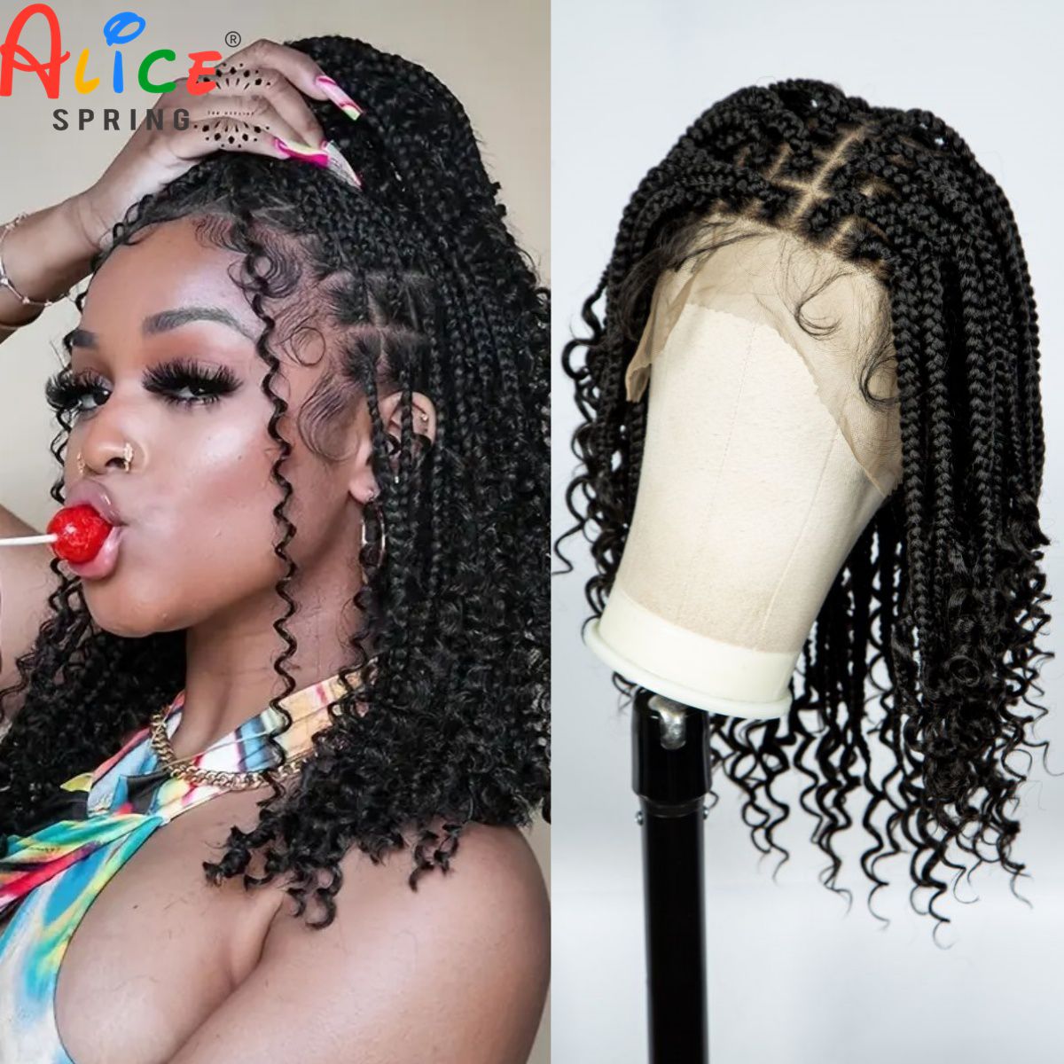 Pelucas trenzadas en caja sin  - Synthetic Braided Wigs For Black Women reseña y precio