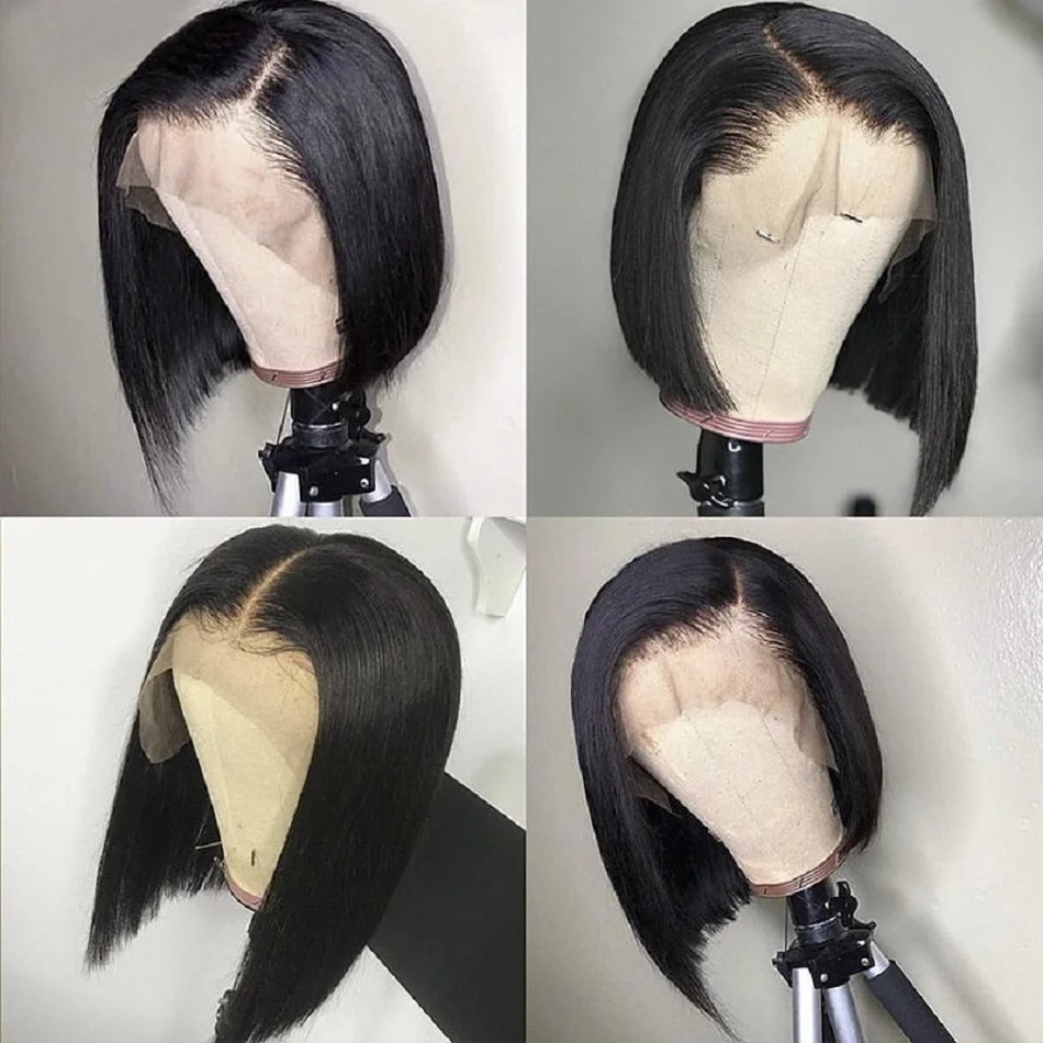 Peluca Negra Corta con Encaje  - Pre Parted 13X4 Lace Front Bob Wig reseña y precio