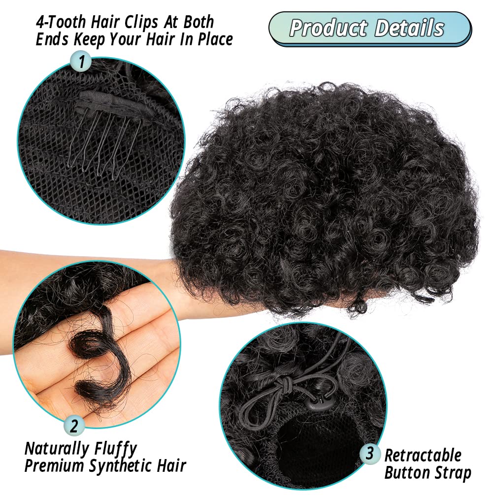 Coleta Afro sintética con cord - Drawstring Afro Curly Puff Ponytail reseña y precio