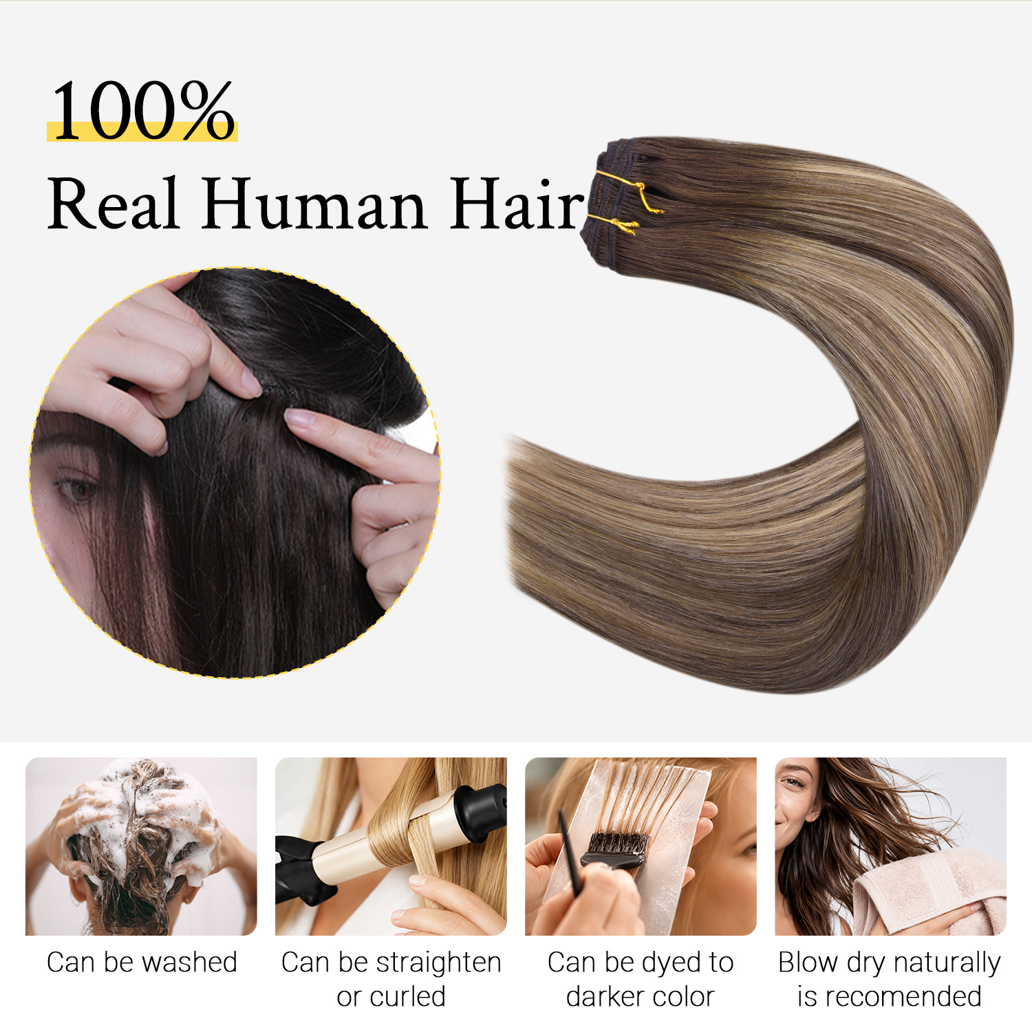 Extensiones de cabello humano  - Seamless Clip In Hair Extensions Human Hair reseña y precio