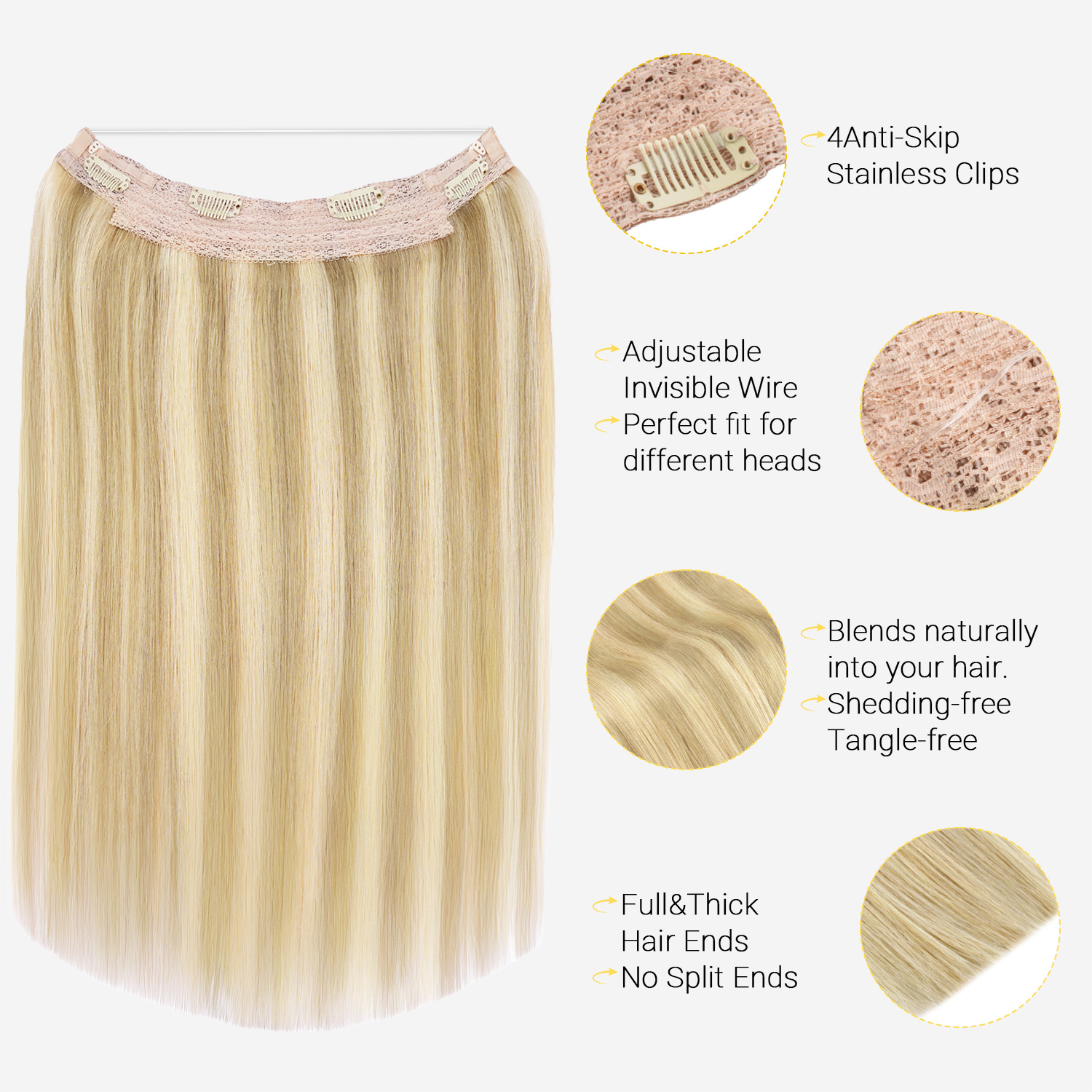 Extensiones de Cabello Halo co - Seamless Clip In Hair Extensions Human Hair reseña y precio