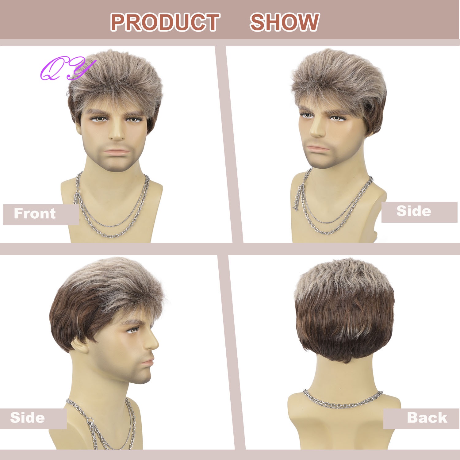 Peluca sintética corta marrón  - Synthetic Wigs reseña y precio
