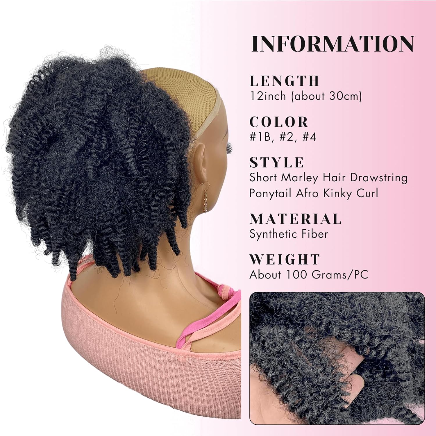 Cola de Caballo Sintética Afro - Drawstring Afro Curly Puff Ponytail reseña y precio