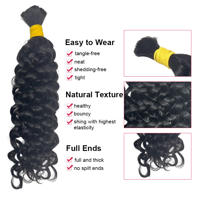 Cabello humano a granel Water  - Water Wave Bulk Human Hair For Braiding reseña y precio